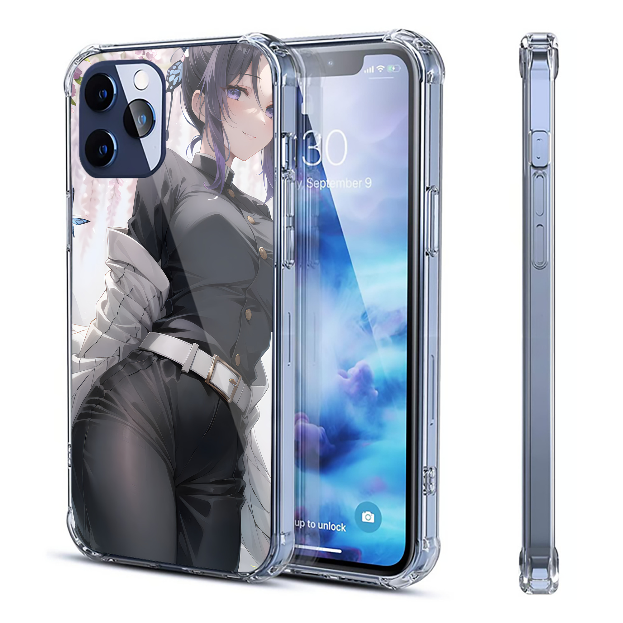 （画像用） 鬼滅の刃（きめつのやいば）蟲柱-胡蝶 しのぶ／こちょう しのぶ Kochou Shinobu 【iPhone 12シリーズ対応】透明スマホケース（クリアソフトケース）